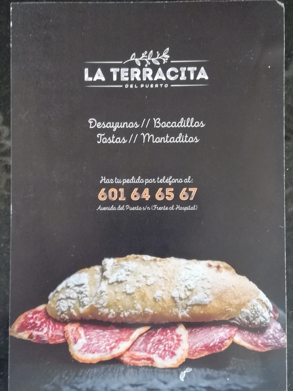 Carta del bar la terrazita